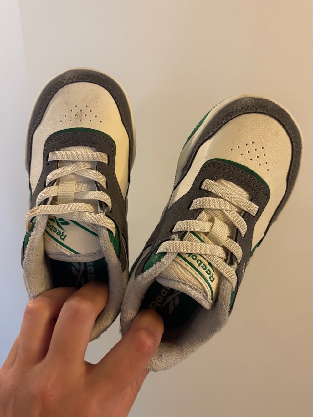 Reebok Toddler White, Gray & Green Casual Sneakers